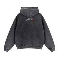 Veste hoodie zippée noir délavé Ink Pick Me, signature 23 sous le col – vue de dos