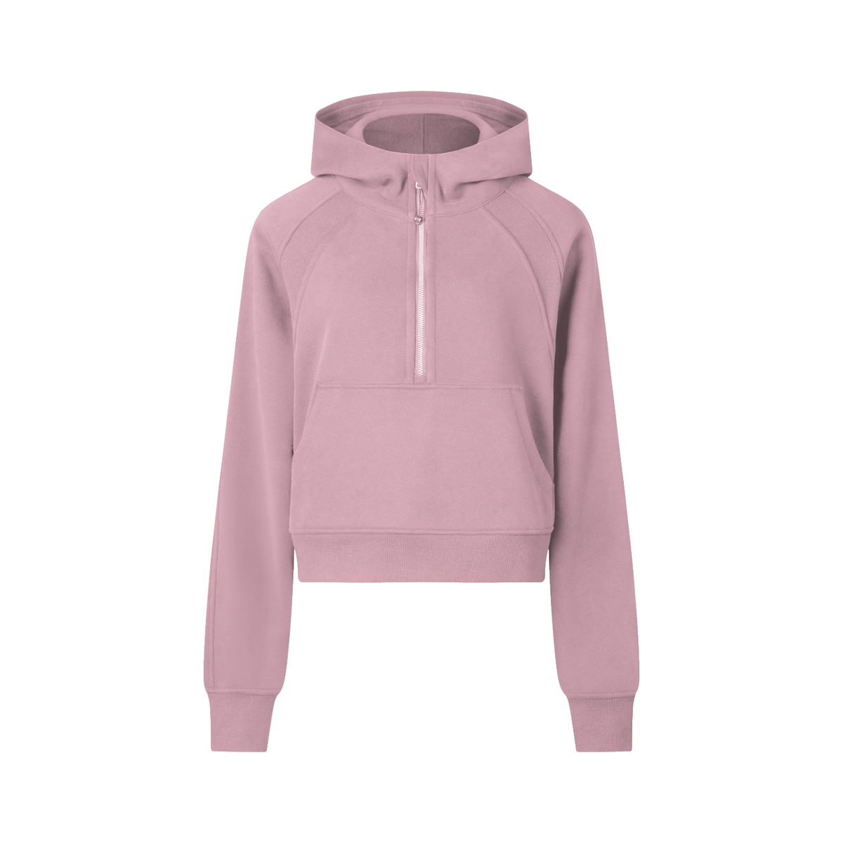Hoodie court demi-zip rose Ink Pick Me, coupe ajustée – vue de face
