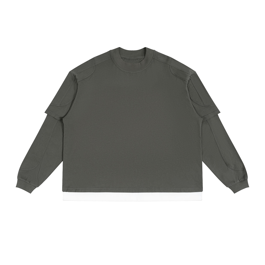 T-shirt manches longues effet superposé gris foncé Ink Pick Me – vue de face