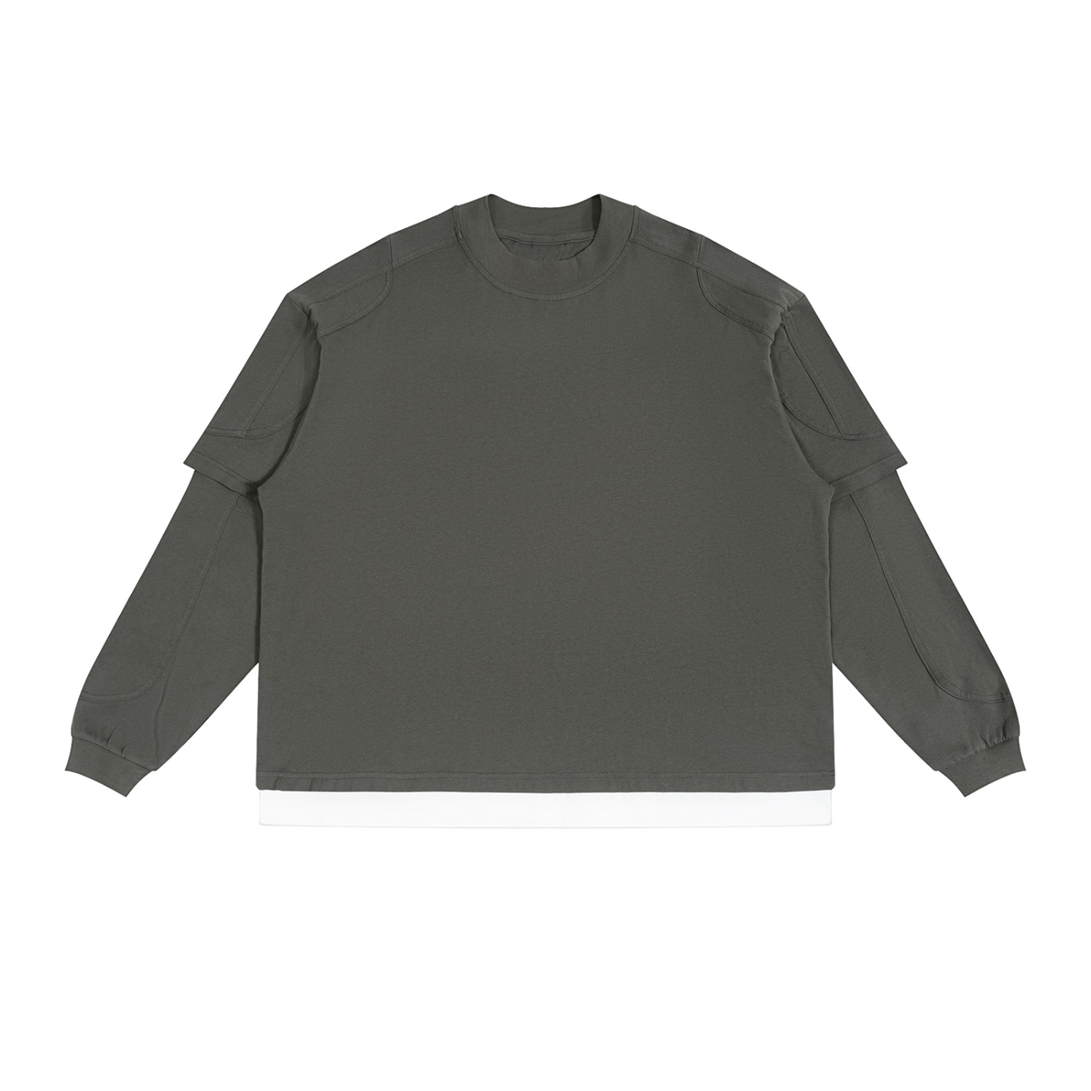 T-shirt manches longues effet superposé gris foncé Ink Pick Me – vue de face