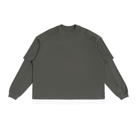 T-shirt manches longues effet superposé gris foncé Ink Pick Me – vue de face