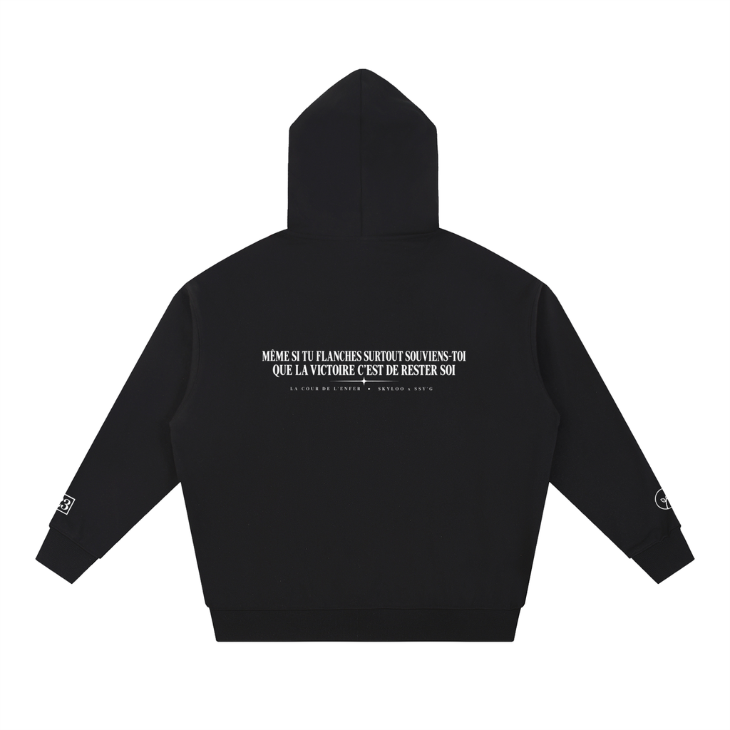 Hoodie Rester soi Ink Pick Me noir, message imprimé au dos – vue de dos