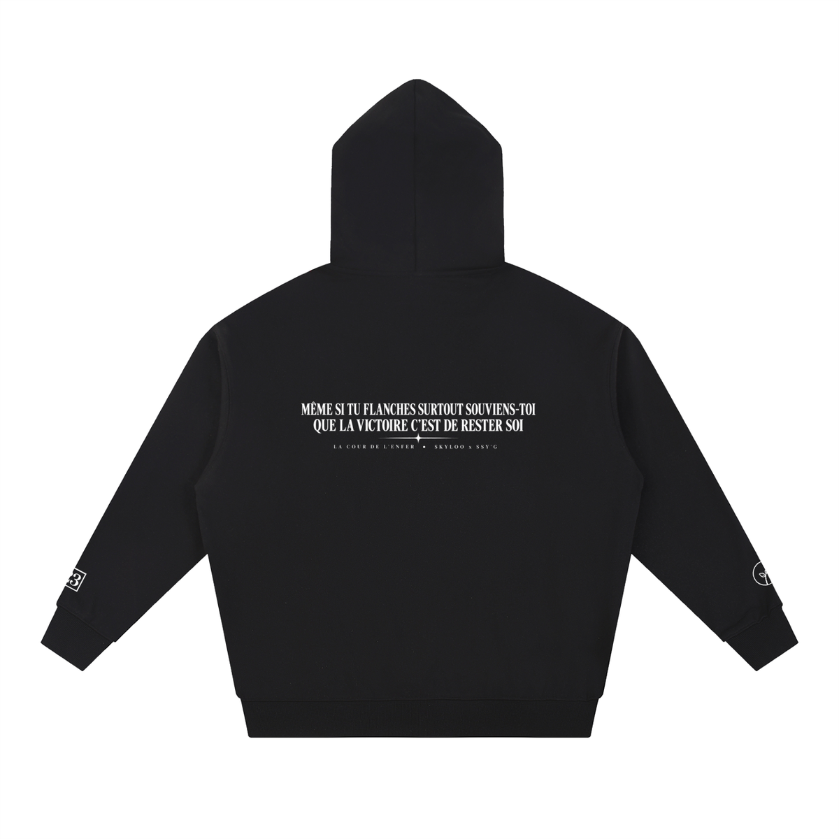 Hoodie Rester soi Ink Pick Me noir, message imprimé au dos – vue de dos