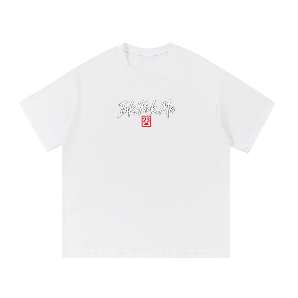 T-shirt oversize Good Luck Is a Choice blanc Ink Pick Me, logo poitrine – vue de face