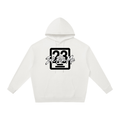 White unisex hoodie with a relaxed fit, featuring a large graphic print of the number "23" and "Ink Pick Me" on the chest.