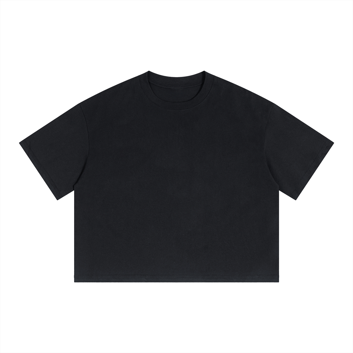 T-shirt boxy court noir Ink Pick Me, épaules tombantes et col rond – vue de face