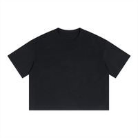 T-shirt boxy court noir Ink Pick Me, épaules tombantes et col rond – vue de face