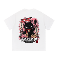 T-shirt oversize Good Luck Is a Choice blanc Ink Pick Me, Maneki Neko et sakura au dos