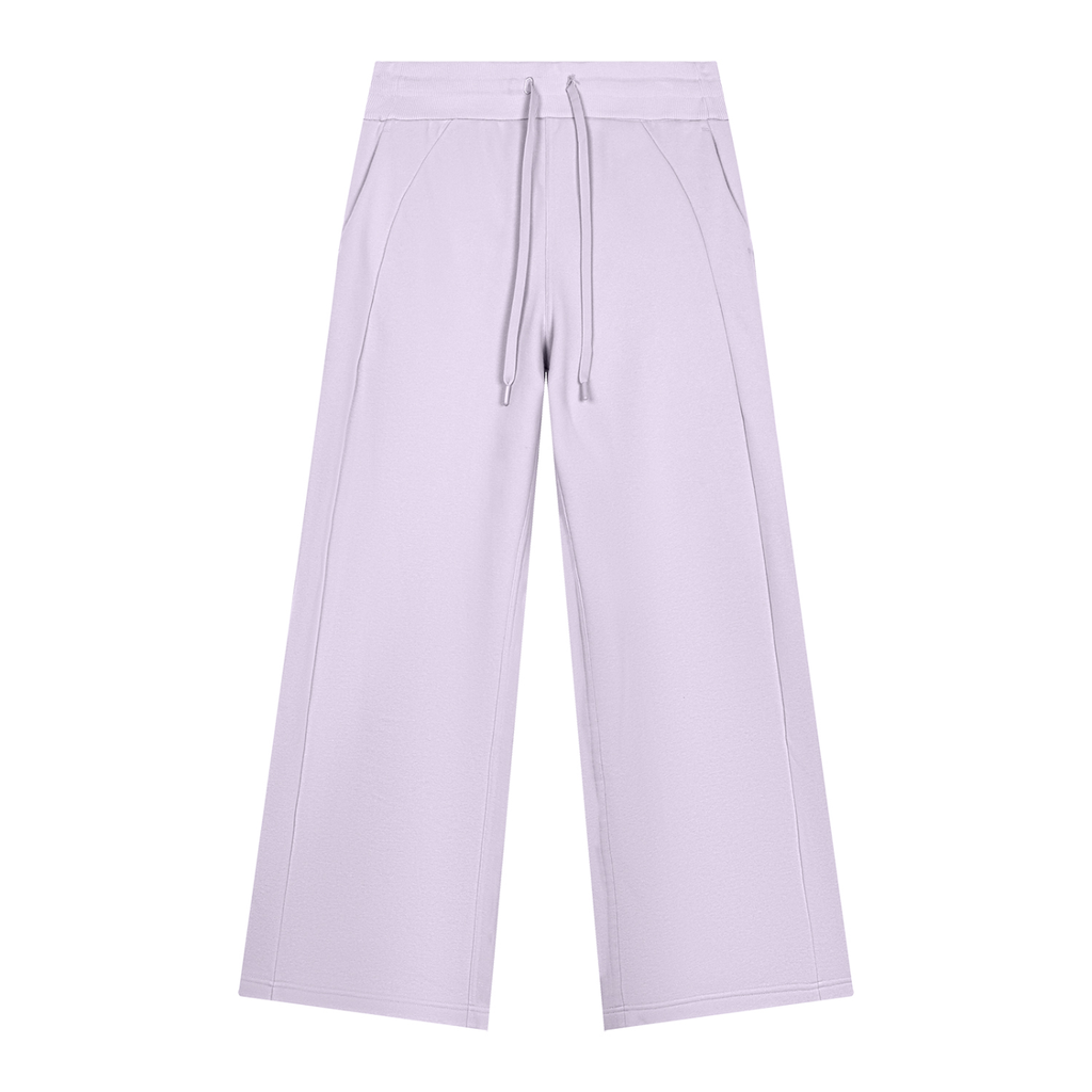 Jogging jambes larges lilas Ink Pick Me, taille à cordon – vue de face