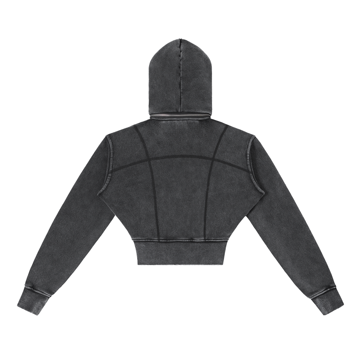 Hoodie cropped zippé noir délavé Ink Pick Me – vue de dos