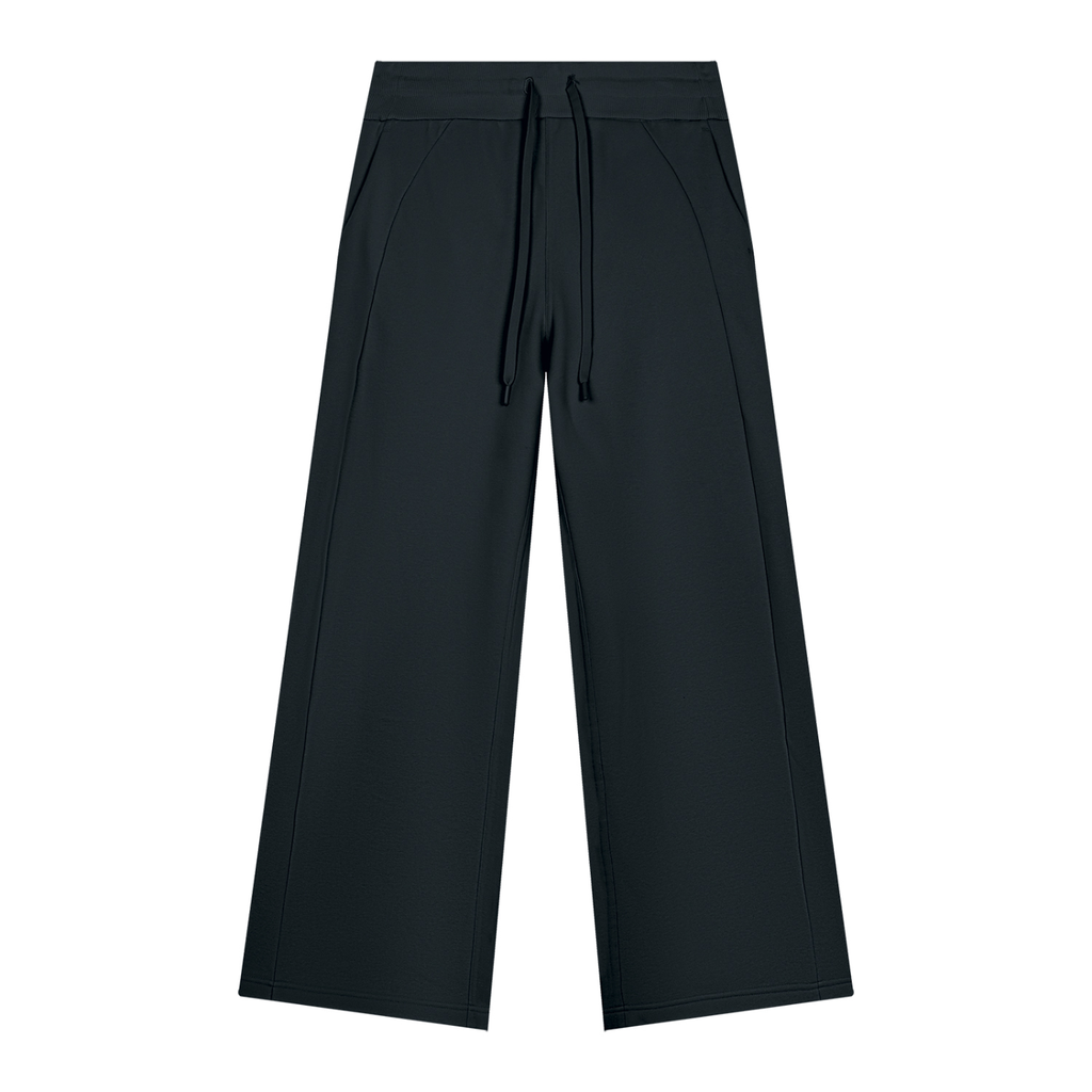 Jogging jambes larges noir Ink Pick Me, taille à cordon et poches – vue de face