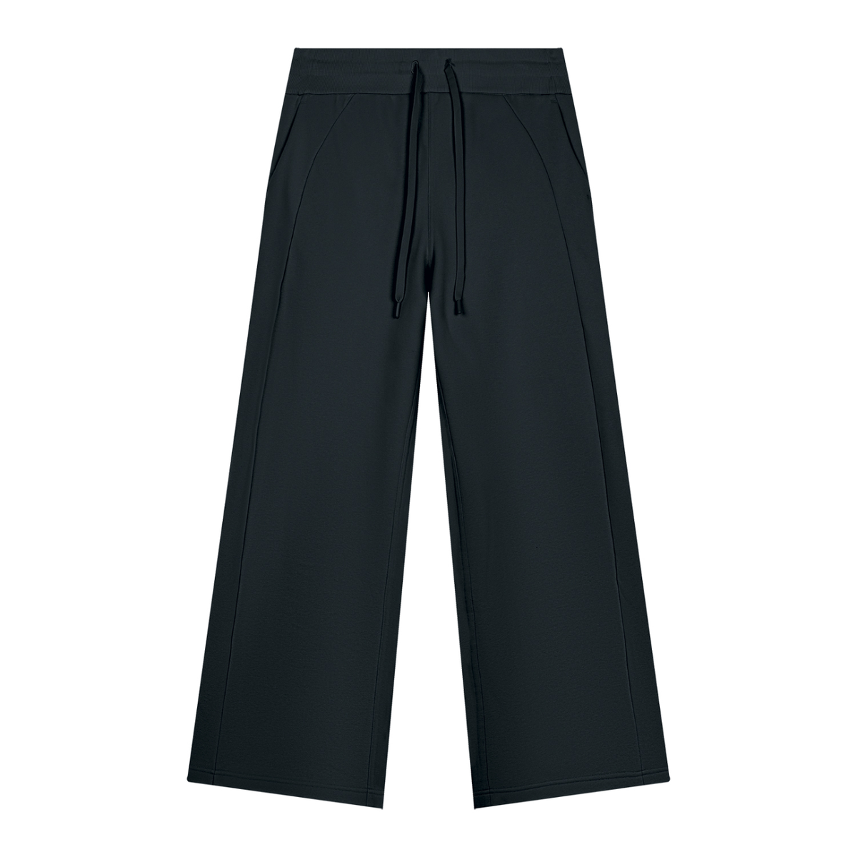 Jogging jambes larges noir Ink Pick Me, taille à cordon et poches – vue de face