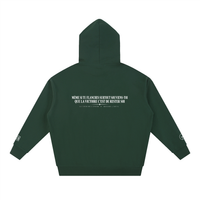 Hoodie Rester soi Ink Pick Me vert foncé, message au dos – vue de dos