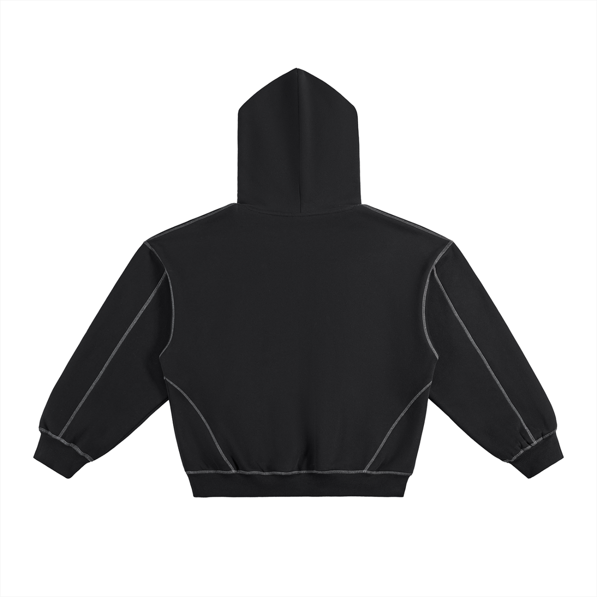 Hoodie boxy polaire noir Ink Pick Me, surpiqûres contrastées et épaules tombantes