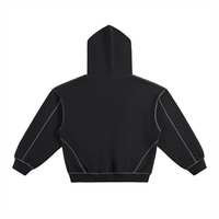 Hoodie boxy polaire noir Ink Pick Me, surpiqûres contrastées et épaules tombantes