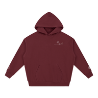 Hoodie Rester soi Ink Pick Me bordeaux, motif arbre et battement de cœur – vue de face