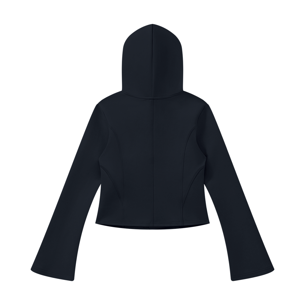 Sweat à capuche zippé court femme Ink Pick Me, manches évasées – photo 10
