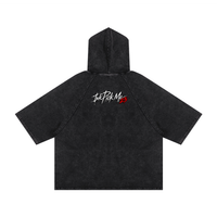 Hoodie manches courtes noir Ink Pick Me, petite signature 23 blanche et rouge