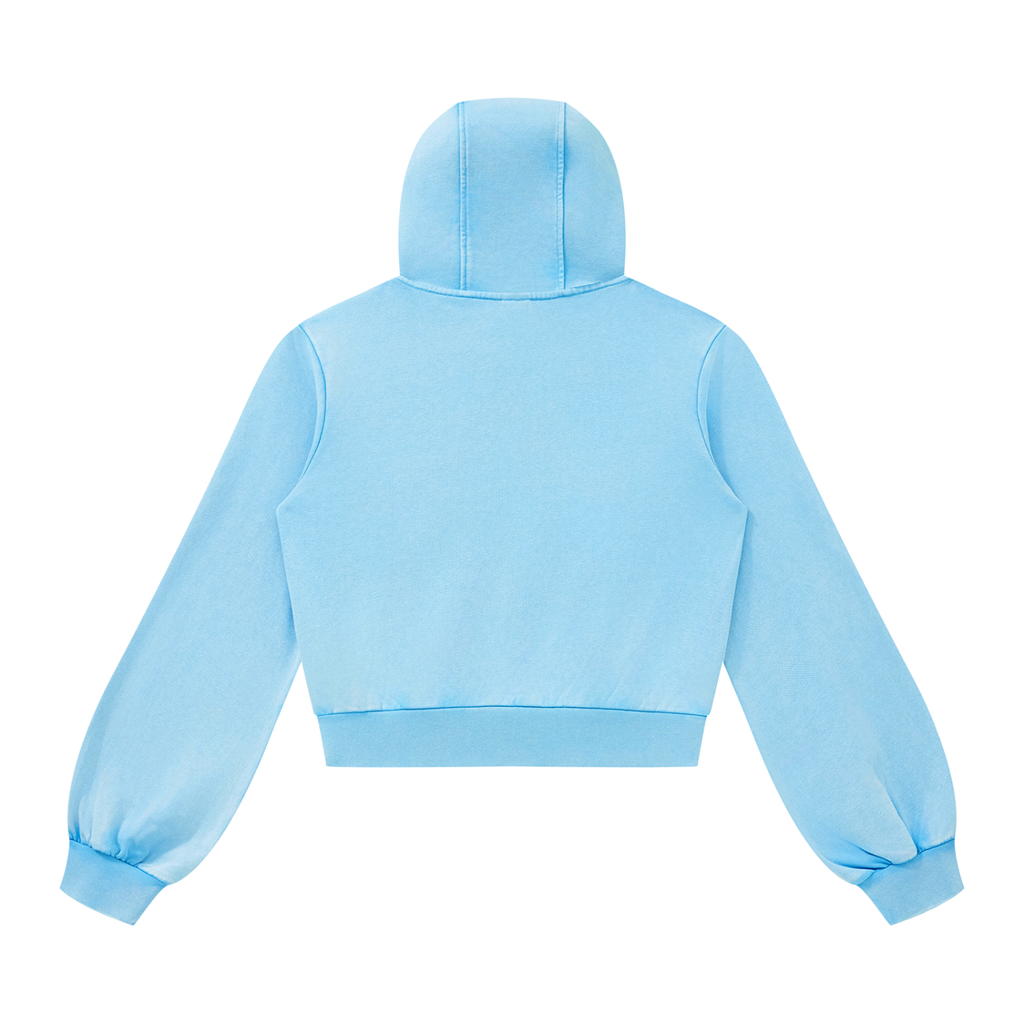 Hoodie zippé court bleu ciel Ink Pick Me – vue de dos
