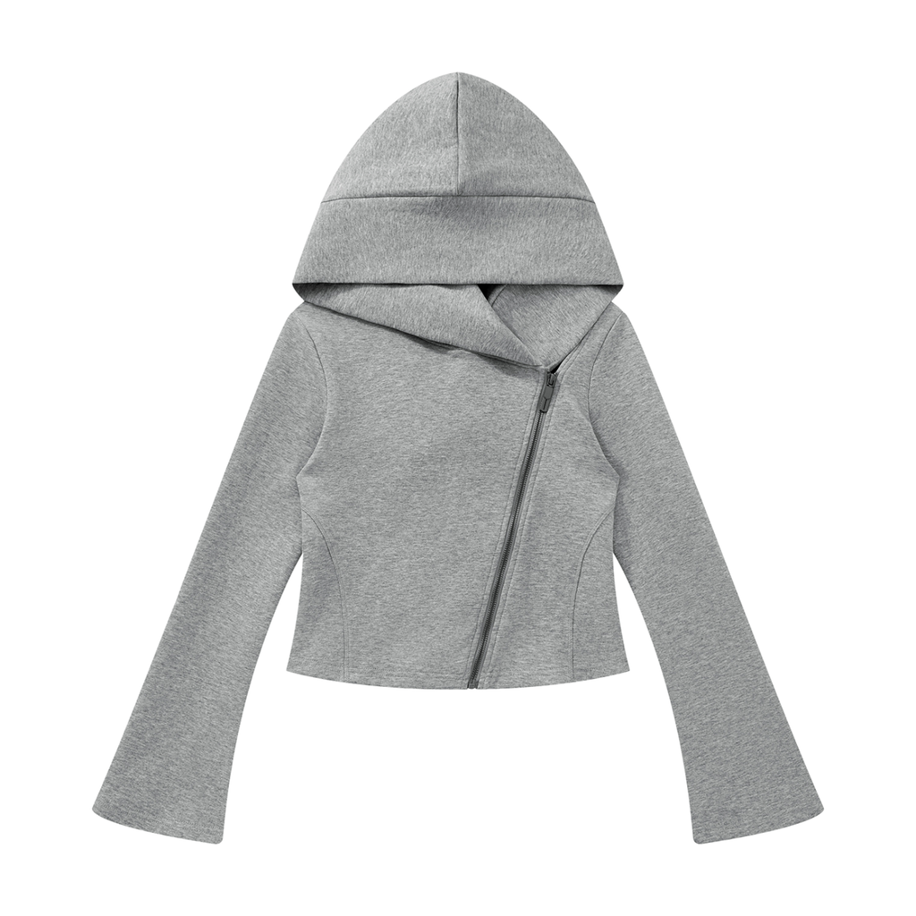 Sweat à capuche zippé court femme Ink Pick Me, manches évasées – photo 7