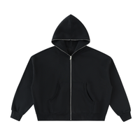 Hoodie oversize noir à zip intégral Ink Pick Me, polaire épaisse – vue de face