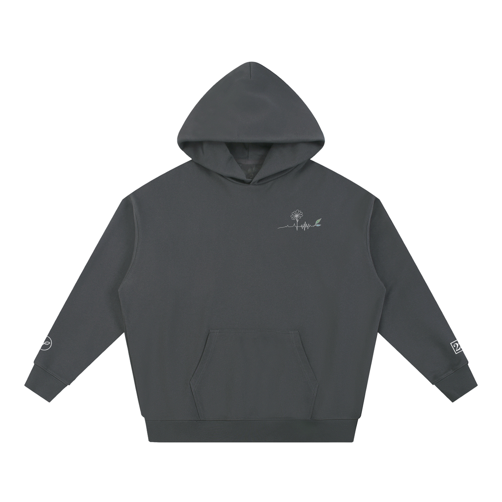 Hoodie Rester soi Ink Pick Me gris foncé, motif cœur – vue de face