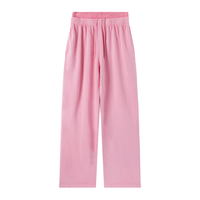 Pantalon délavé double taille rose Ink Pick Me, taille à cordon – vue de face