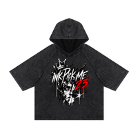 Hoodie manches courtes noir Underground Signature Ink Pick Me, grand visuel encre blanc et rouge