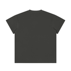 Unisex regular fit crewneck t-shirt in dark gray, featuring a square silhouette and short sleeves.