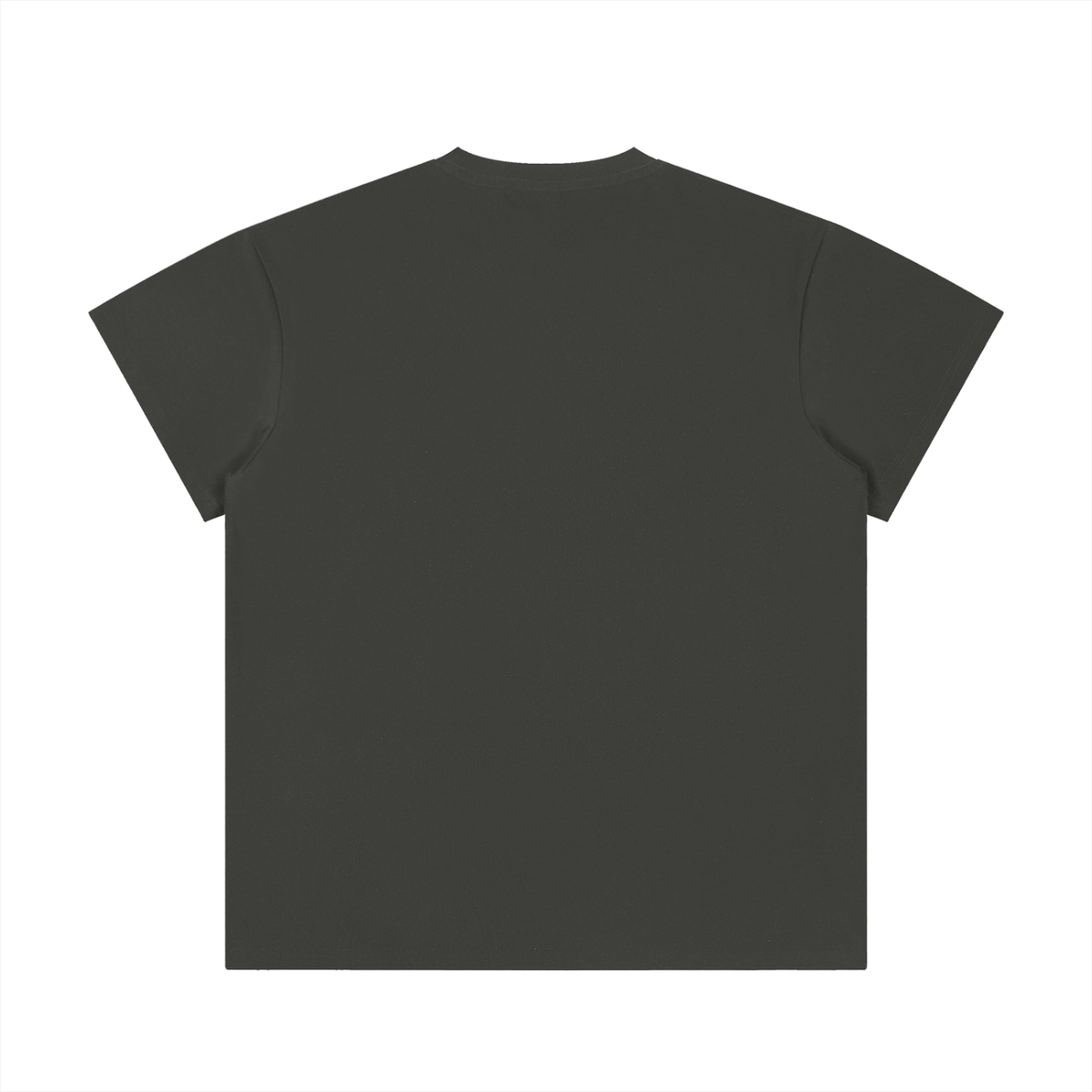 Unisex regular fit crewneck t-shirt in dark gray, featuring a square silhouette and short sleeves.