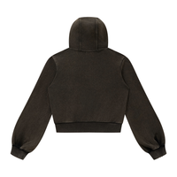 Hoodie zippé court délavé noir Ink Pick Me – vue de dos