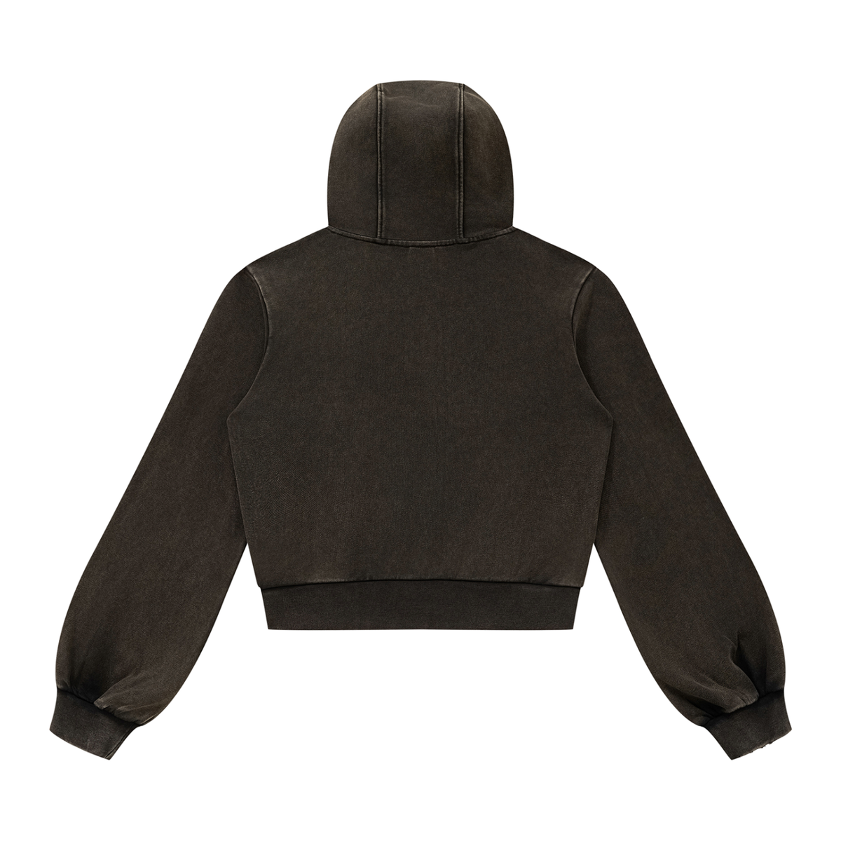 Hoodie zippé court délavé noir Ink Pick Me – vue de dos