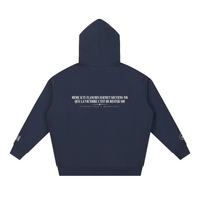 Hoodie Rester soi Ink Pick Me bleu marine, message au dos – vue de dos