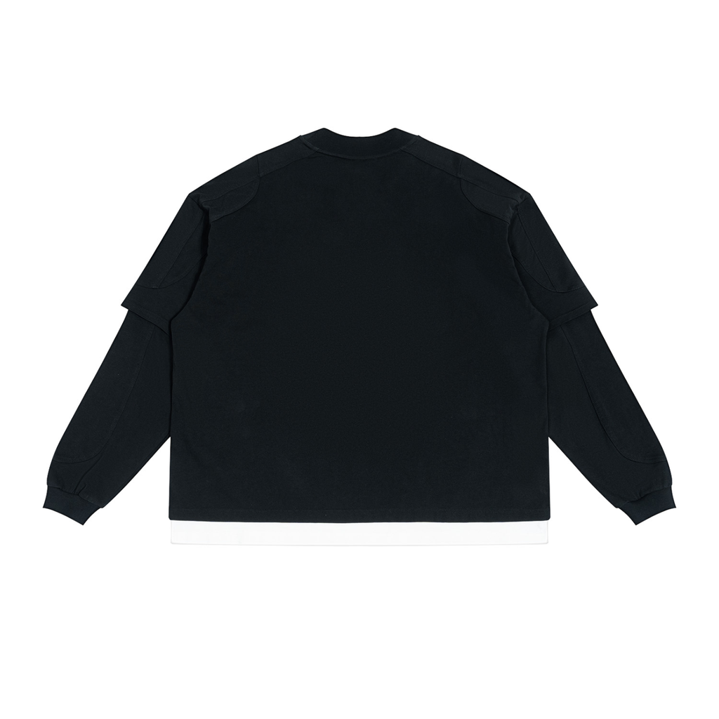T-shirt manches longues effet superposé noir Ink Pick Me – vue de dos