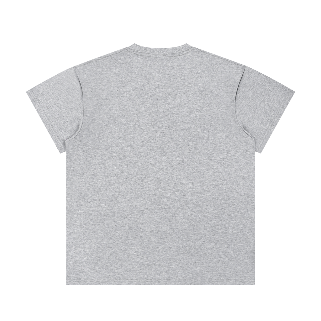 Regular fit crewneck t-shirt in light gray, featuring a square silhouette and classic short sleeves.