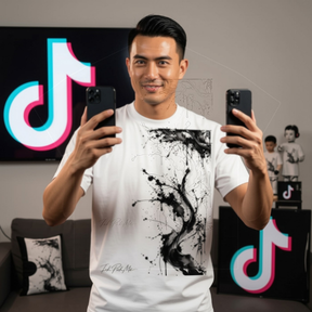 T-shirt oversize Ink Pick Me à projections d'encre, style tatouage – photo principale