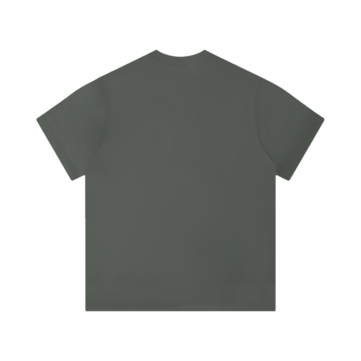 T-shirt unisexe uni vert foncé, col rond, manches courtes, coupe classique