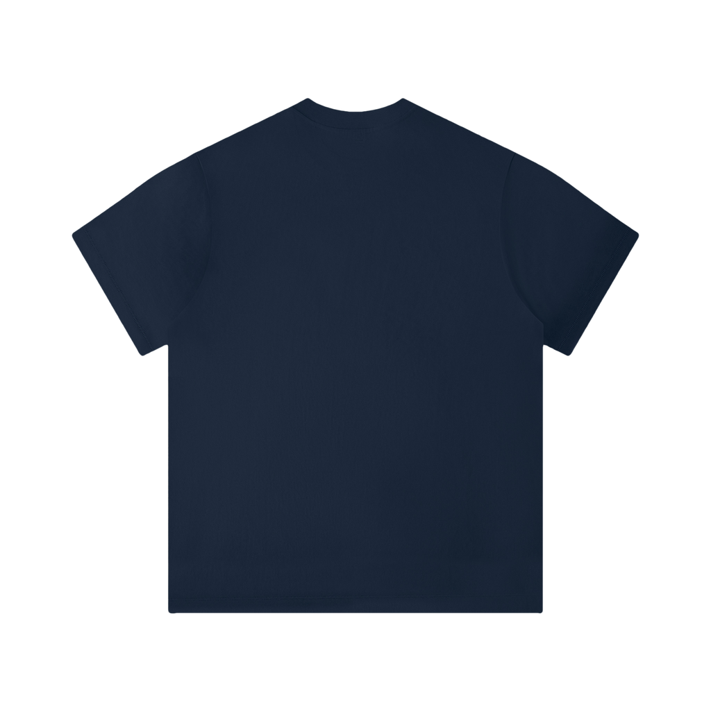 T-shirt unisexe uni bleu marine, col rond, manches courtes, coupe classique
