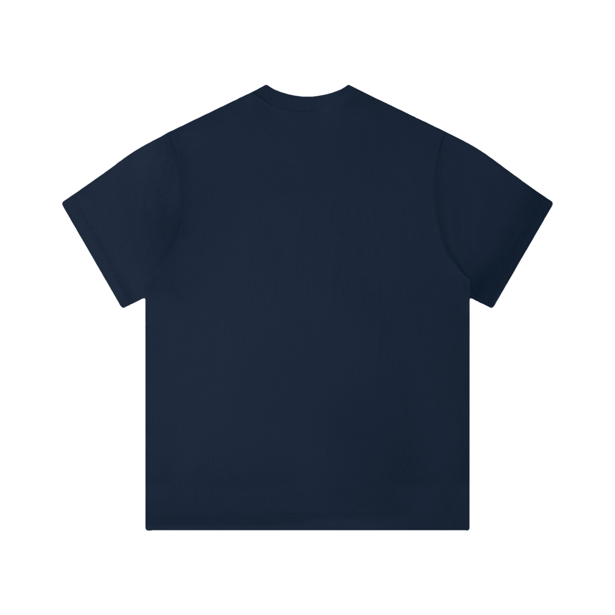 T-shirt unisexe uni bleu marine, col rond, manches courtes, coupe classique