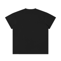 T-shirt col rond noir unisexe, coupe décontractée, manches courtes et col classique
