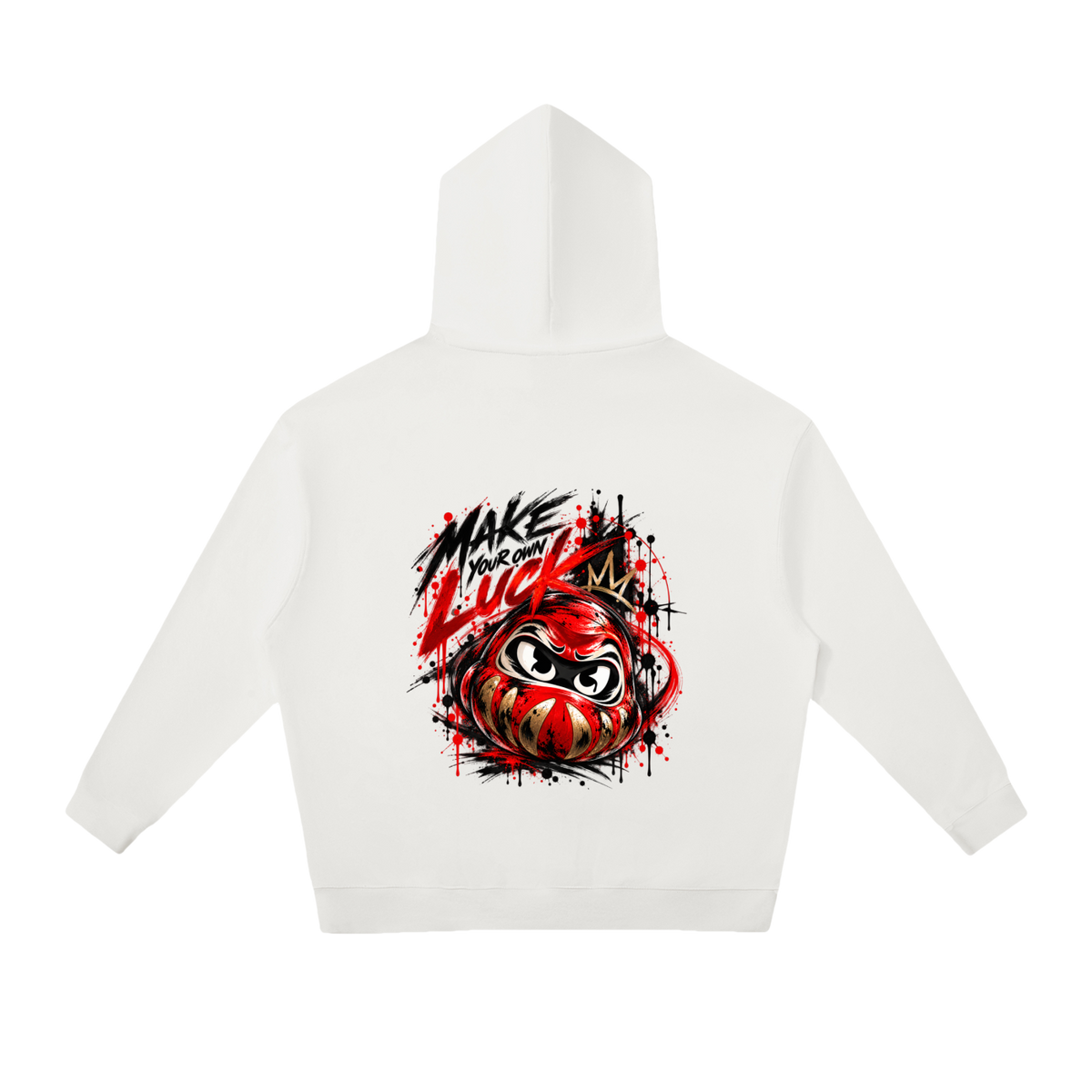 Sweat à capuche Daruma Luck unisexe Ink Pick Me, message MAKE YOUR OWN LUCK – photo 2