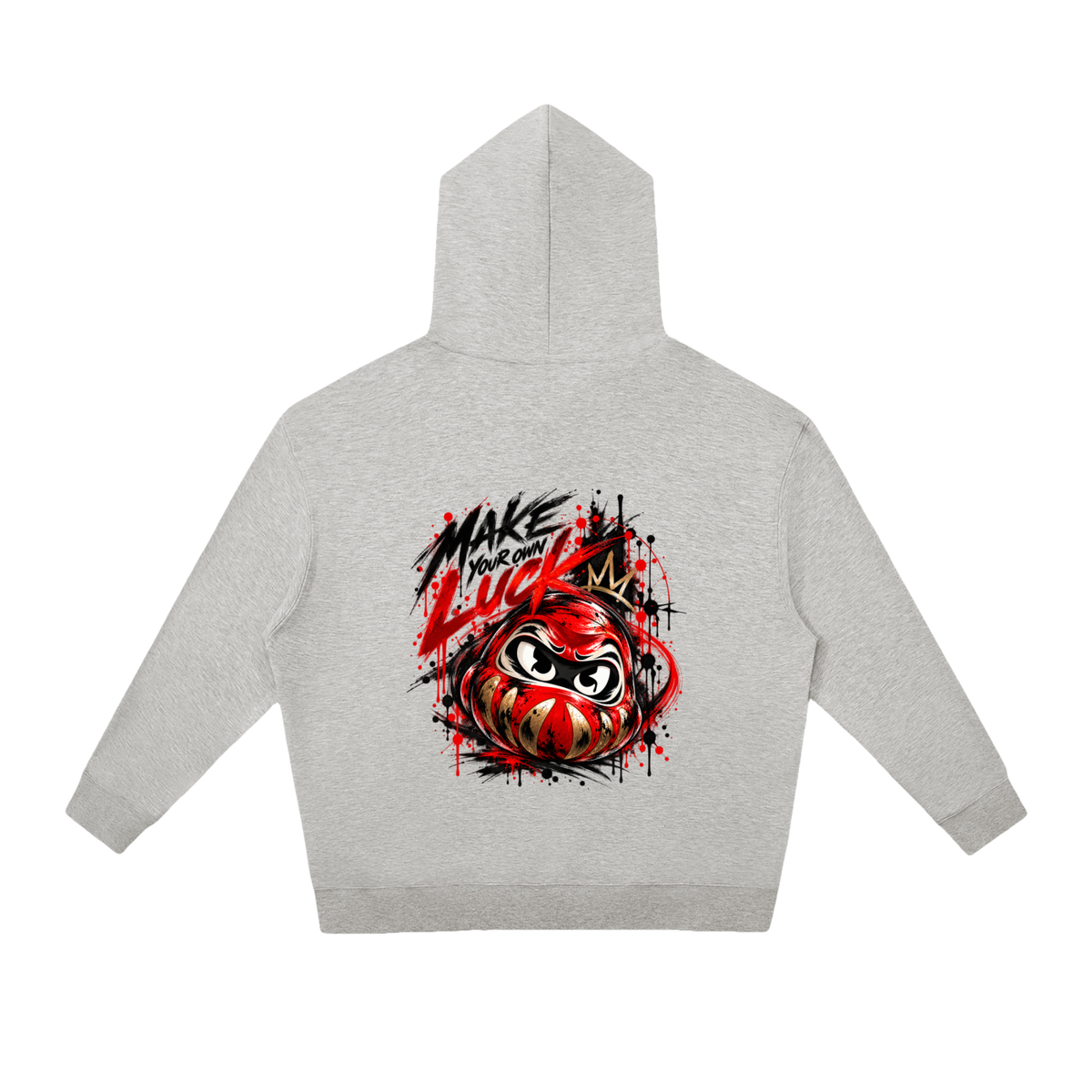 Sweat à capuche Daruma Luck unisexe Ink Pick Me, message MAKE YOUR OWN LUCK – photo 3
