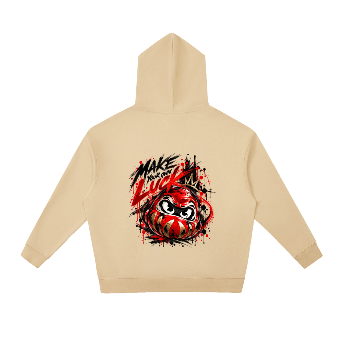 Sweat à capuche Daruma Luck unisexe Ink Pick Me, message MAKE YOUR OWN LUCK – photo 8