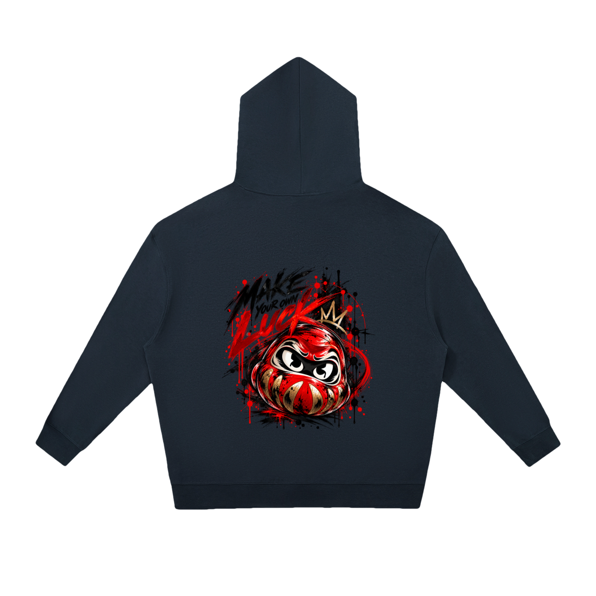 Sweat à capuche Daruma Luck unisexe Ink Pick Me, message MAKE YOUR OWN LUCK – photo 10