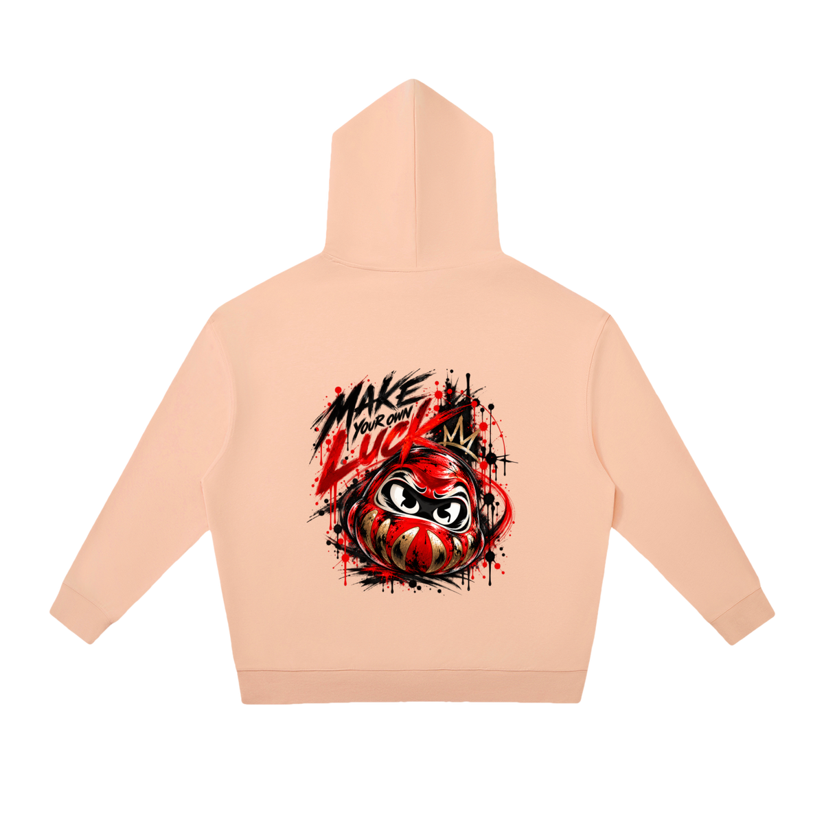 Sweat à capuche Daruma Luck unisexe Ink Pick Me, message MAKE YOUR OWN LUCK – photo 12