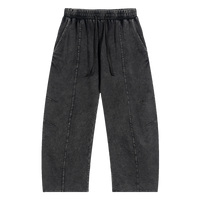 Pantalon snow wash noir à cordon, coupe droite.