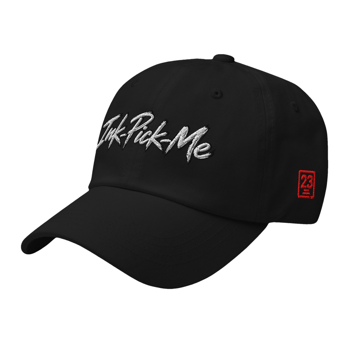 Casquette noire brodée Signature Ink Pick Me, logo blanc et 23 rouge – photo 1