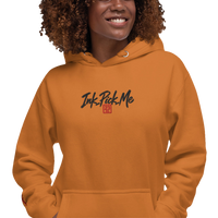 Hoodie Signature brodé clair en coton bio Ink Pick Me, logo noir et torii – photo 2