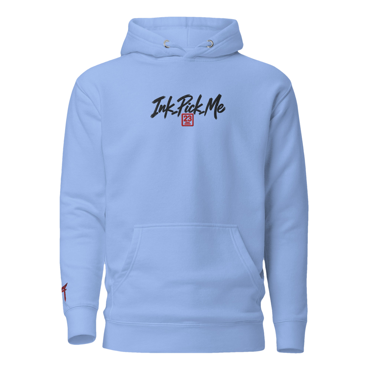 Hoodie Signature brodé clair en coton bio Ink Pick Me, logo noir et torii – photo 3