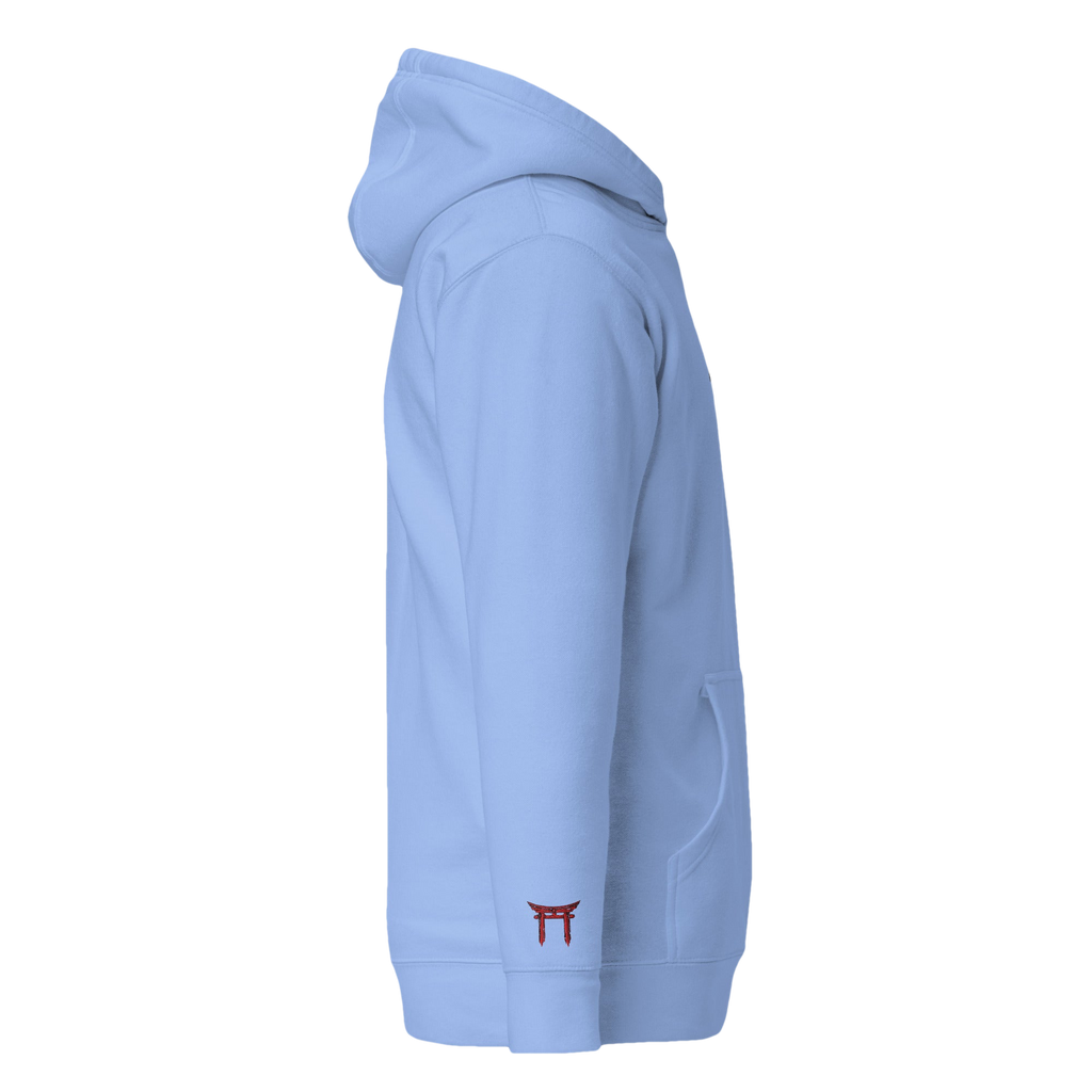 Hoodie Signature brodé clair en coton bio Ink Pick Me, logo noir et torii – photo 4